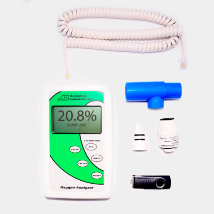 Analizador de oxigeno con sus accesorios