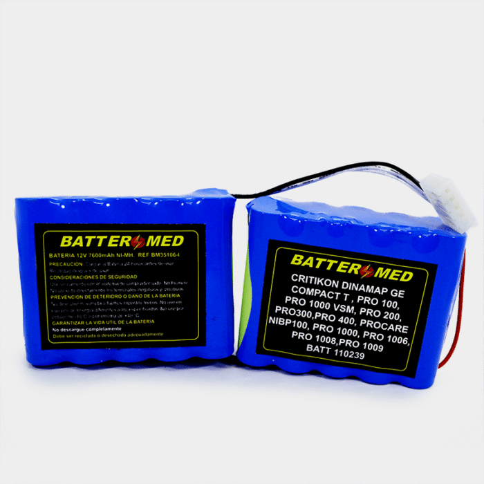 Batería Para GE 12V 7600mAh Ni-MH. Ref BM35106-I vista frontal