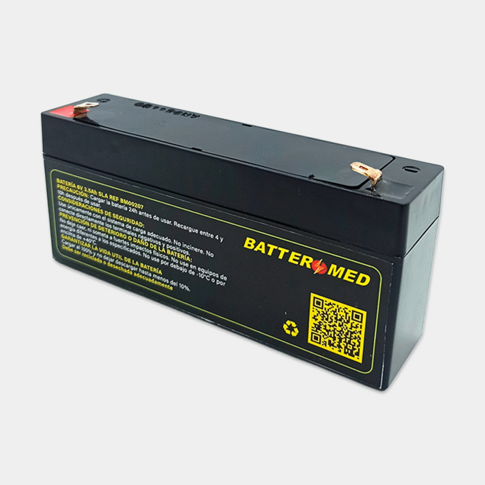 Batería Para GE Dinamap 6V 3.5 Ah, SLA vista diagonal izquierda