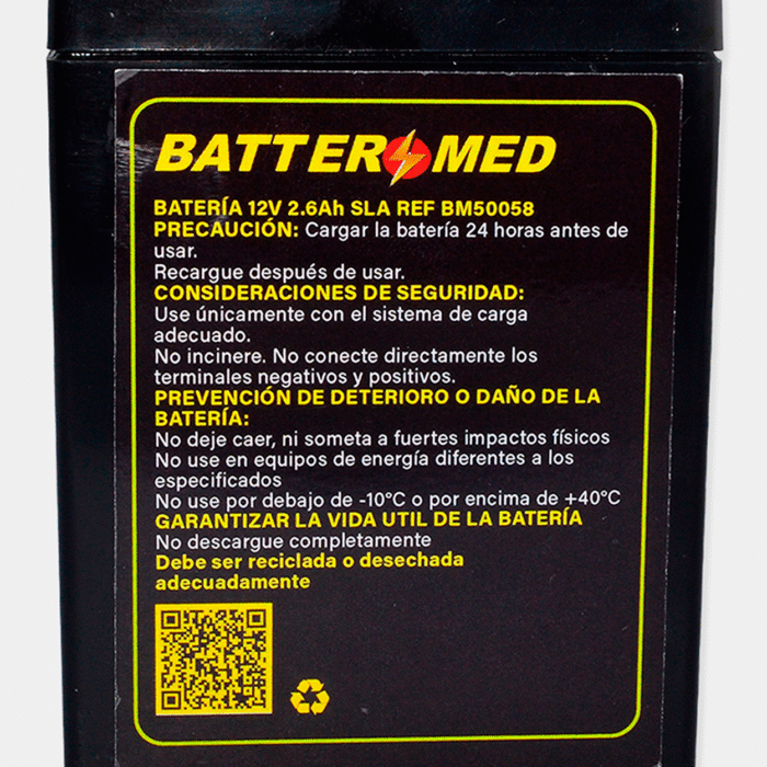 Bateria para General Meditech 12V 2.6Ah vista especificaciones