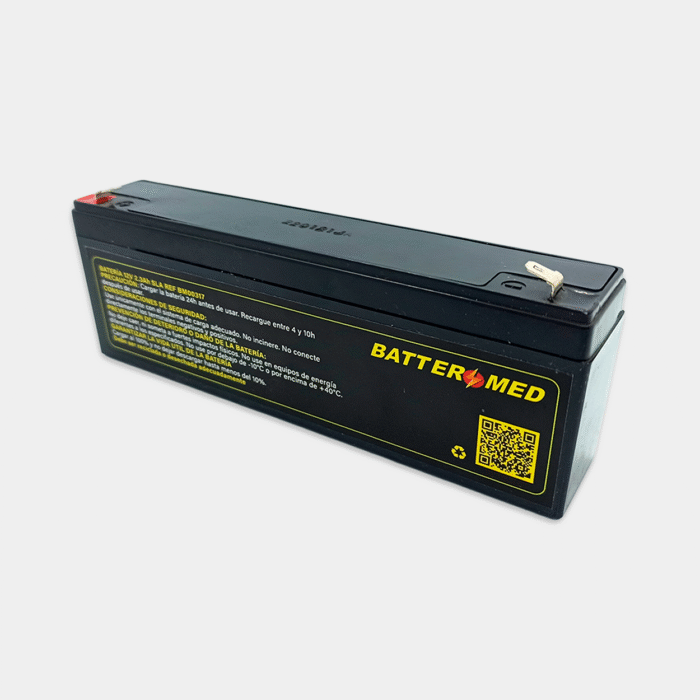 Bateria para Mortara 12V 2.3 Ah vista diagonal derecha