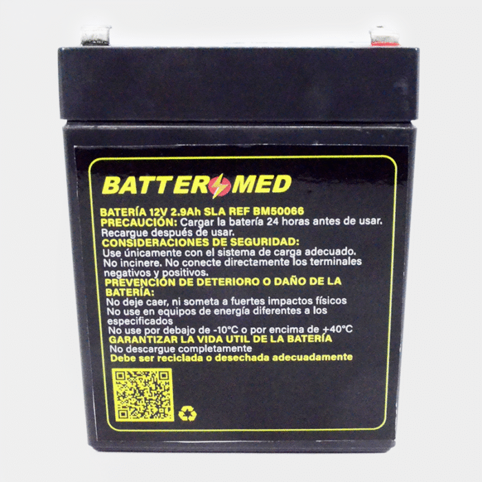 Batería para Nihon Koden 12V 2.9Ah SLA. Ref BM50066 vista frontal