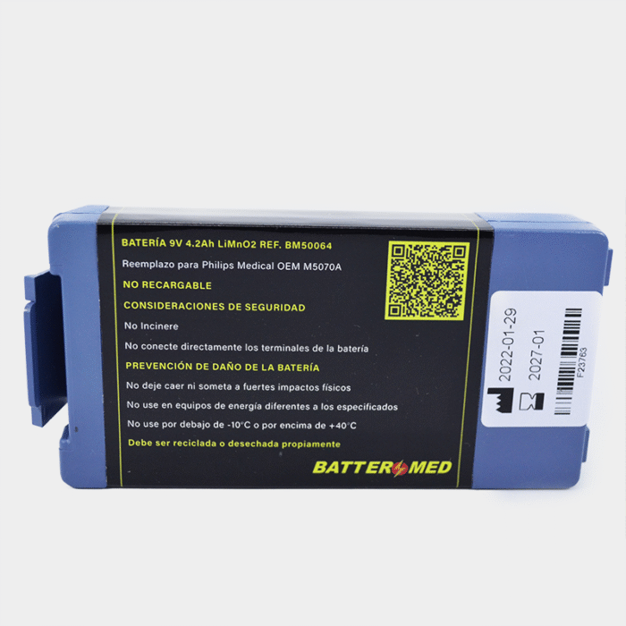 Bateria para Philips Medical 9V 4200mAh Li-MnO2. Ref BM50064 vista frontal