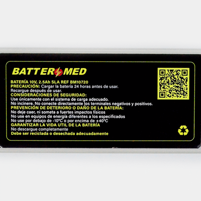 Bateria para Zoll 10V 2.5Ah SLA. Ref BM10720 vista especificaciones