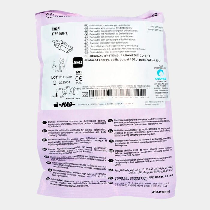 Electrodo Parche Euro Defi Pads Para CU Medical Systems Tipo Pediátrico vista posterior