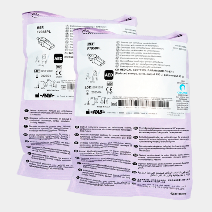 Electrodo Parche Euro Defi Pads Para CU Medical Systems Tipo Pediátrico vistaespecificaciones