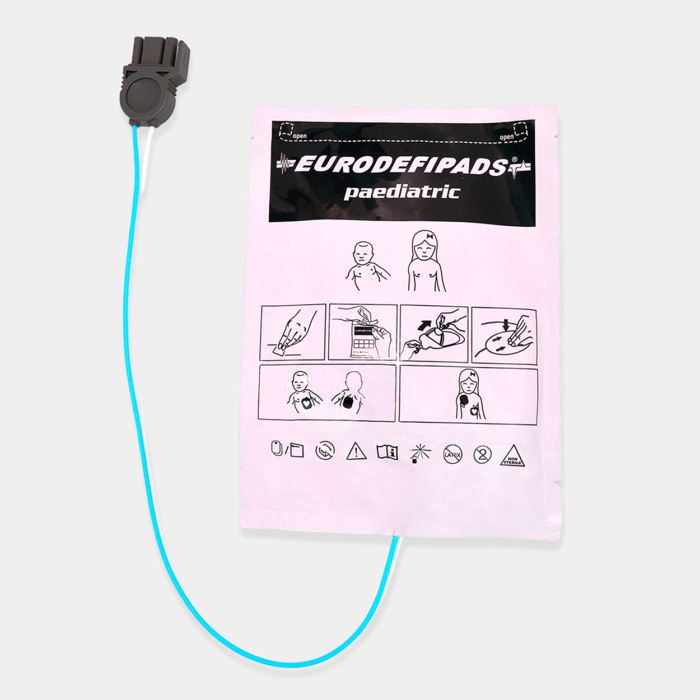 Electrodo Parche Euro Defi Pads Para Medtronic Tipo Pediátrico Cable Externo vista frontal