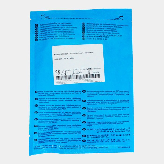 Electrodo Parche Euro Defi Pads Para Nihon Kohden Tipo Adulto vista posterior