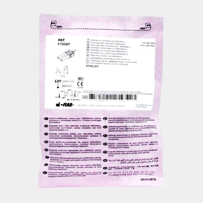 Electrodo Parche Euro Defi Pads Para Schiller Tipo Pediátrico vista posterior