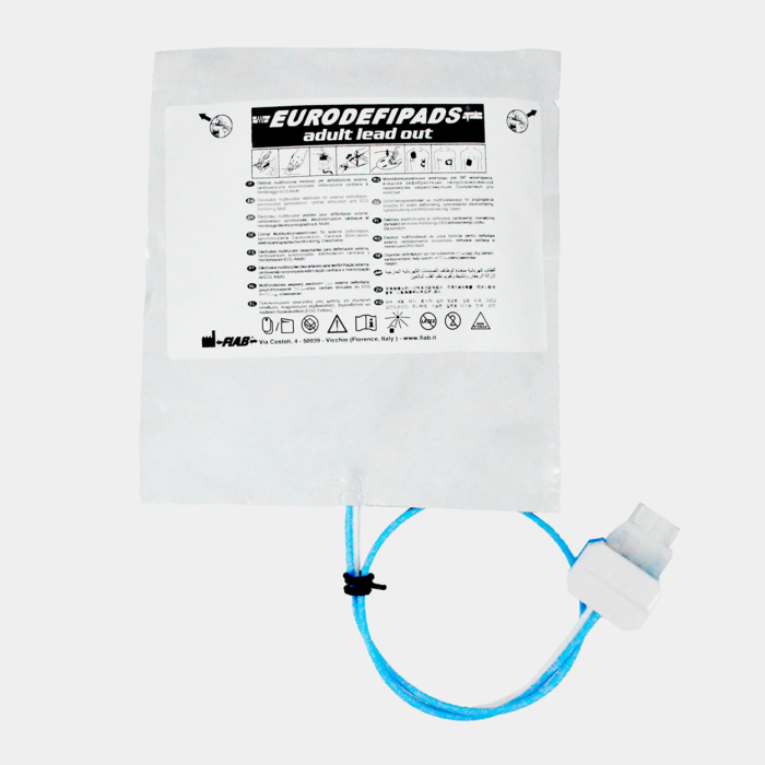 Electrodo Parche Euro Defi Pads Tipo Para Nihon Kohden Adulto Cable Externo vista frontal