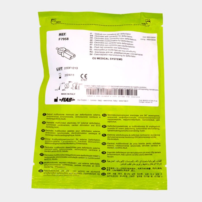 Electrodo Parche Euro Defi Pads para CU Medical Systems Tipo Adulto vista posterior