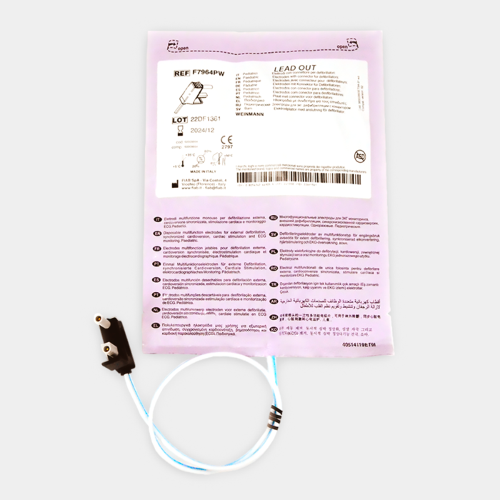 Electrodo Parche Euro Defi Pads para Weinmann Tipo Pediatrico Cable Externo vista especificaciones